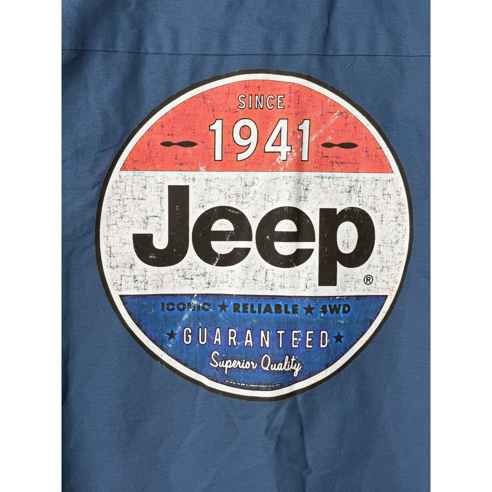 Jeep Red Kap Mens L Blue Work Shirt Since 1941 Large Back Graphic - Picture 5 of 10
